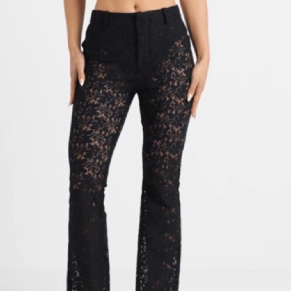 Maniere de Voir lace fit and flare trousers